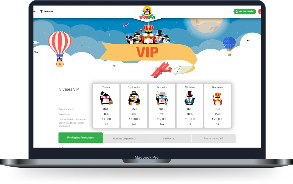 BoaBoa Casino Club VIP, niveles y beneficios